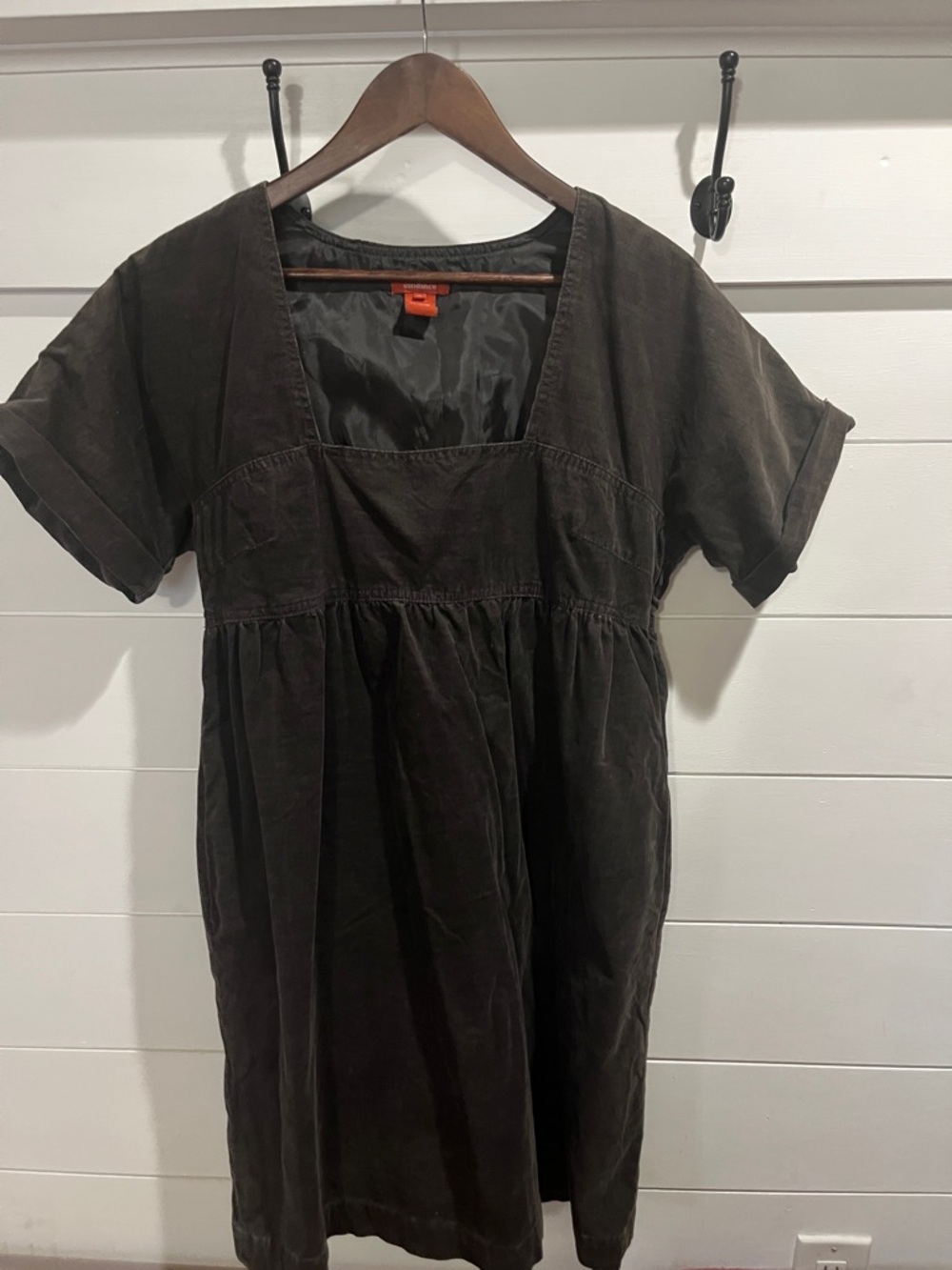 Sundance Brown Square-Neck Midi Dress